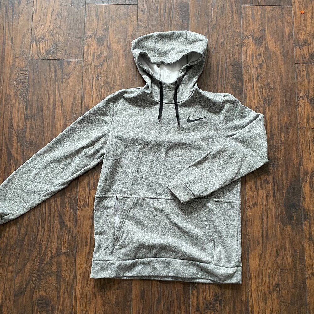 Nike Heather Gray Hoodie with Black Swoosh - Picture 1 of 9